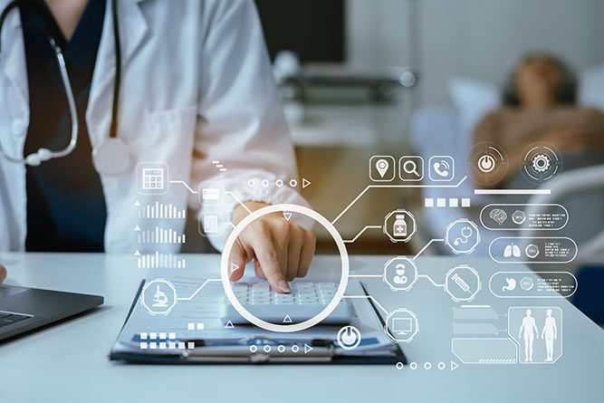 Doctor working in hospital use calculator, Healthcare and medical concept.